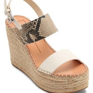 Dolce Vita White Snake Skin Espadrille Wedge 8.5